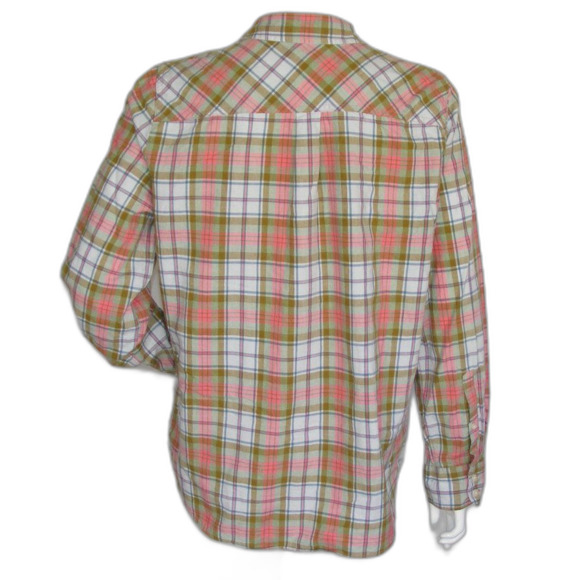 J.CREW Top/Blouse, M, Boy Fit, Plaid, Pink/Green, Long sleeve, 2 button cuff - Picture 5 of 13